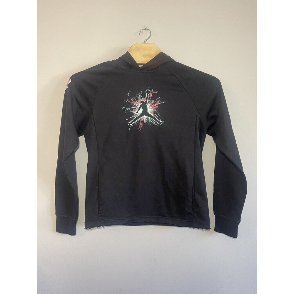 Nike Jordan CP3 Chris Paul Dri Fit Black‎ Teal Pink Hoodie Raw Hem Small